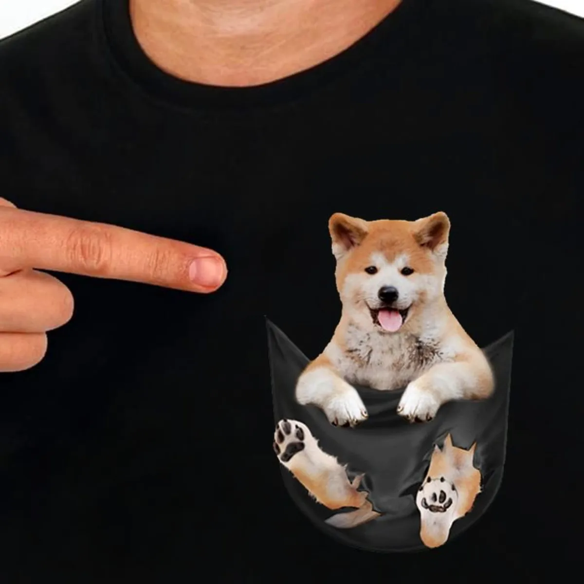 Хлопковая футболка CLOOCL модная Милая с карманами и принтом Akita Dog мужская женская