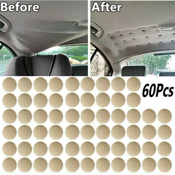 

60PCS set Car roof buckle Cloth & Metal Fixing Buckle Checkered beige Interior Accessories