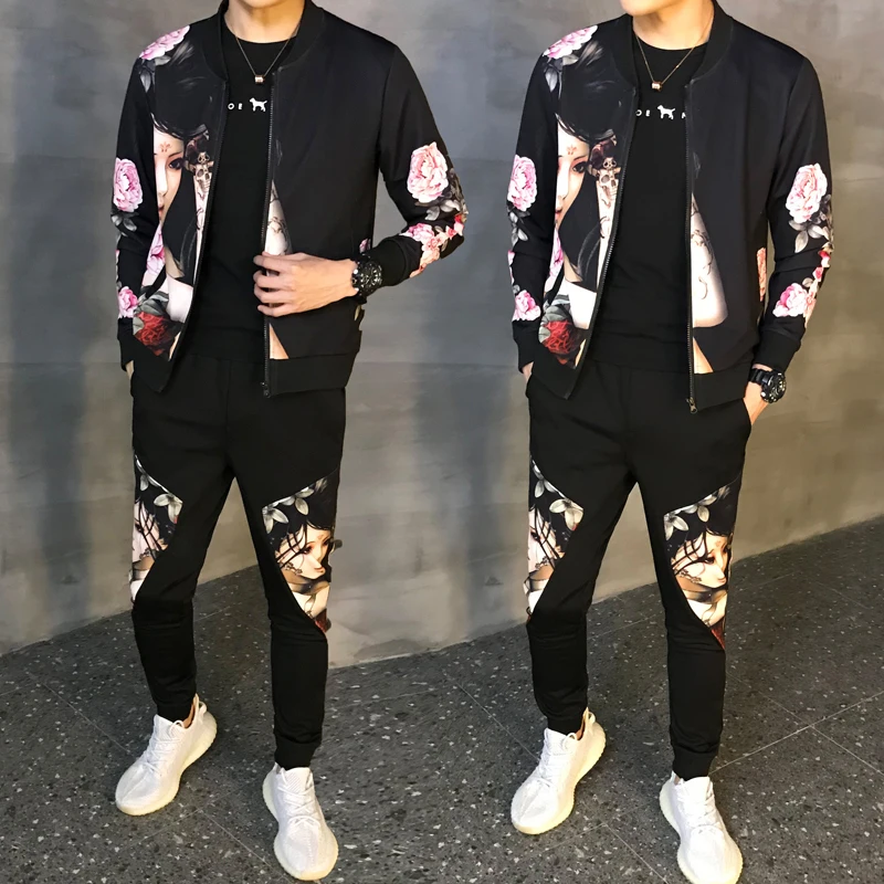Autumn Man Sport 2 Piece Sets Sport Suit Jacket + Pants Tracksuit Male Tracksuit Asian Size Moda Hombre 2019 New Men's Set