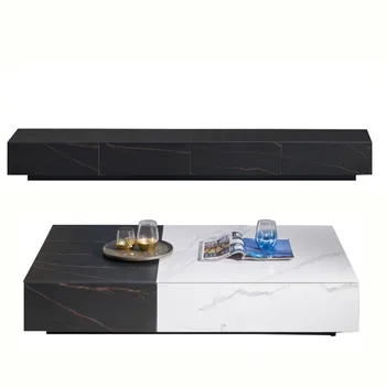 

Tea table TV cabinet Italian extremely simple rock board tea table TV cabinet modern simple for small family sitting room