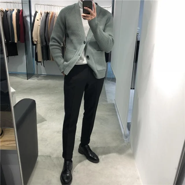 Winter Knited Cardigan Sweater Mens 