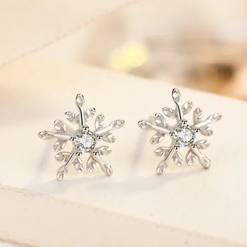 

Lovely Snowflake Crystal Earring Fashion Jewelry For Women 925 Sterling Silver Stud Earings Cubic Zirconia Earing