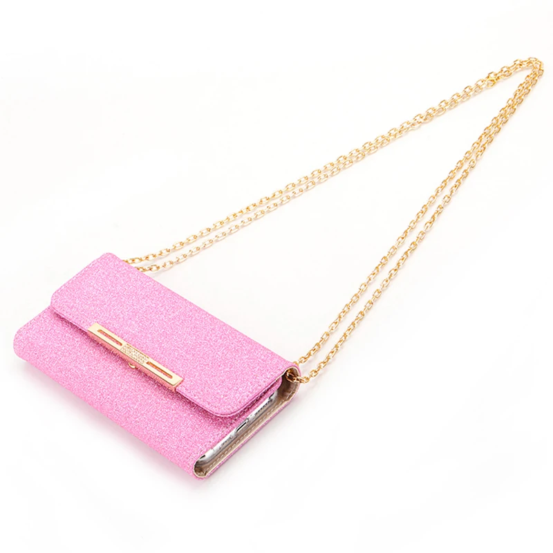 

Strap Cord Chain Shoulder Strap Lanyard Phone Case For iPhone 11 Pro Max XR X 7 8 6 6s Plus XS Max Bling PU Leather Wallet Cover