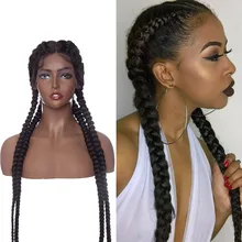 

Fellissy Synthetic 32inches Braided Wigs For African American Brazilian Female Woman Daily Lace Front Wig Black Blonde Hair