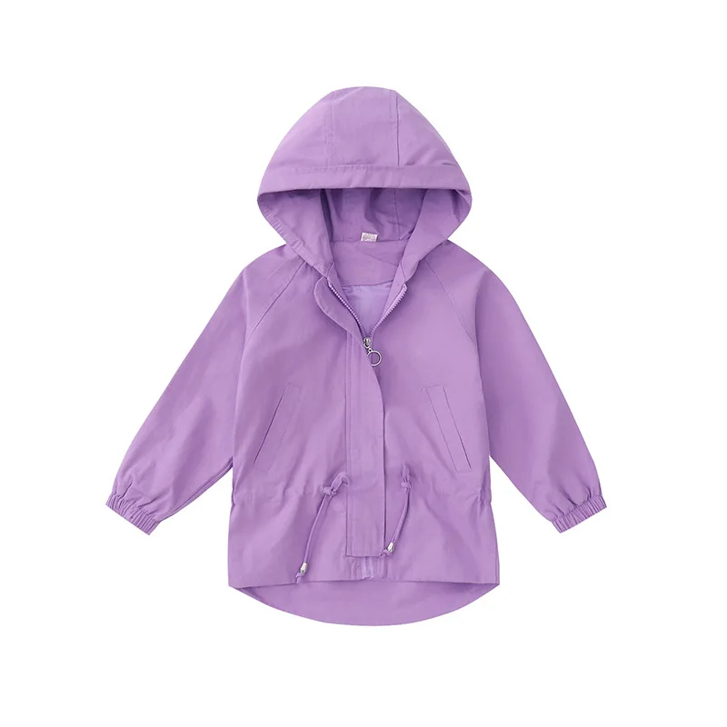 Весенне-осенние куртки для девочек 2019 г. Новые однотонные Повседневные детские пальто для девочек с капюшоном на молнии, детская верхняя