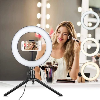 

Light ring Self-Timer Fill Light with Mobile Phone Holder USB Charging LED Lamp for Photography Makeup YouTube Vlog Video Light