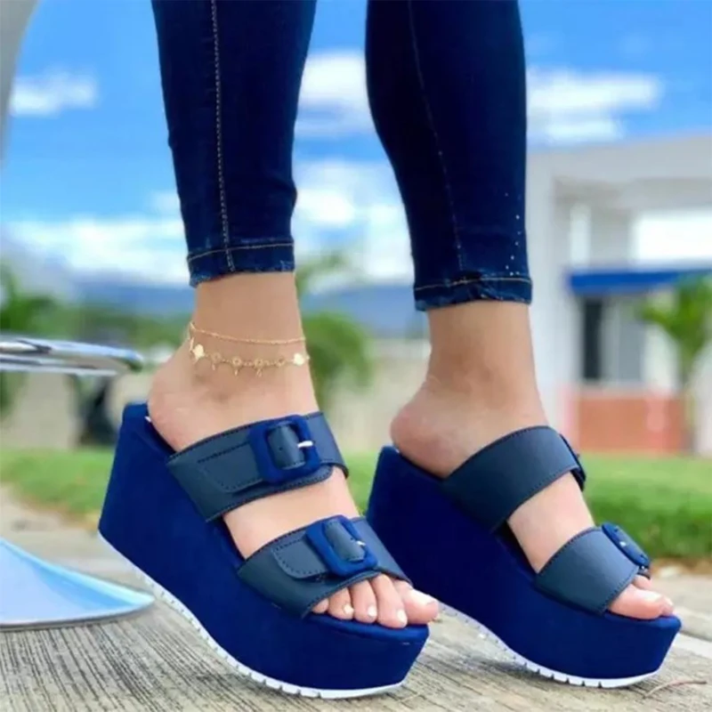 Zapatillas De cuña mujer, Zapatos la moda, sandalias antideslizantes De alta calidad, novedad De verano - AliExpress