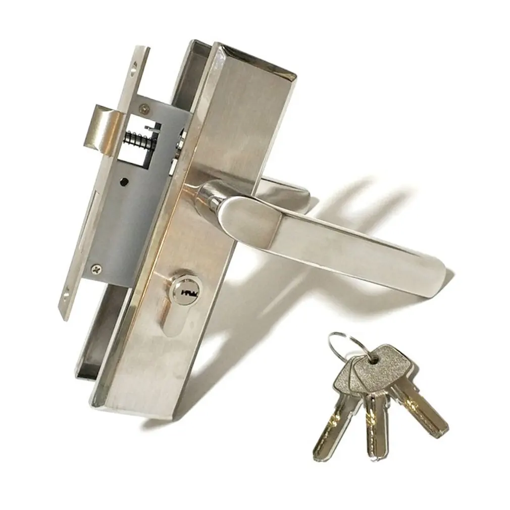 Нержавеющая сталь панель Ручка замок Крытый деревянный дверной со спинкой