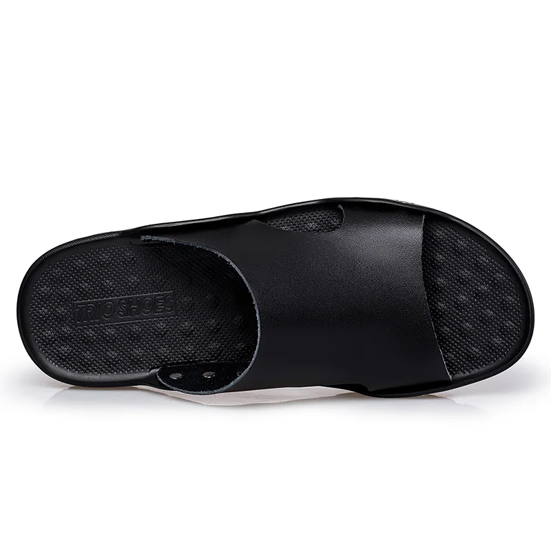 Beach Slippers New Men Slippers Summer Flat Summer Man Shoes Breathable Beach Slippers Split Leather Flip Flops Mens Size 38-48
