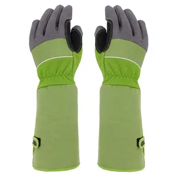 

New Solid Color Puncture Resistant Long Sleeve Leather Gardening Gloves Padded Palm Reinforced Fingertips Pruning Floral