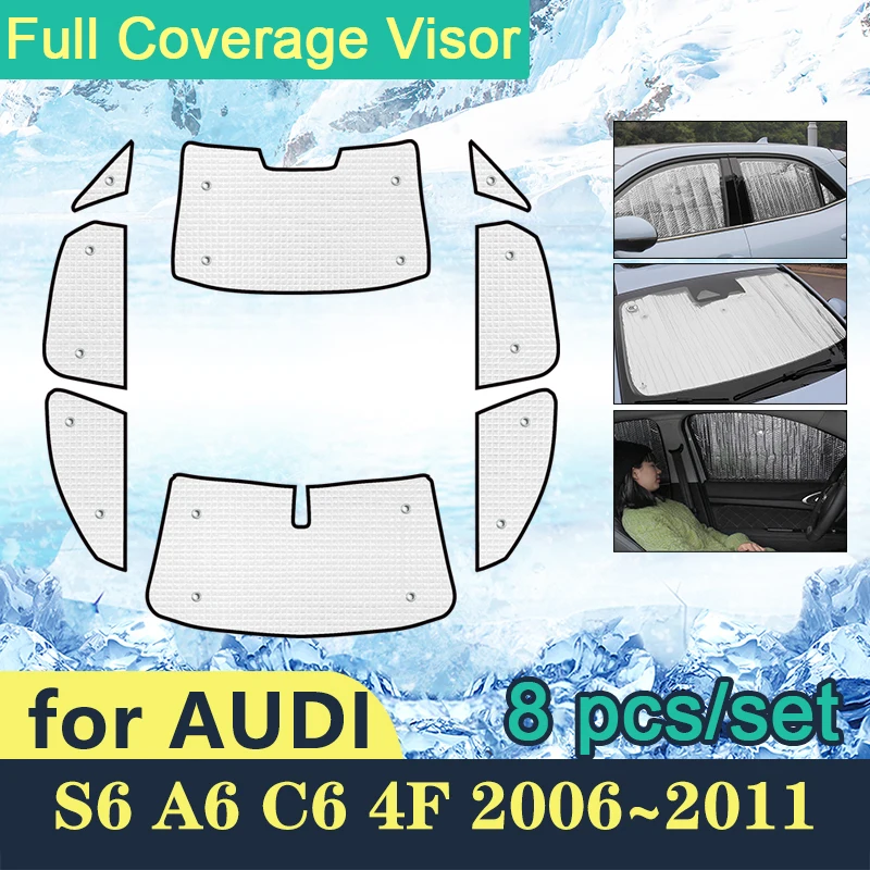 

Full Covers Sunshades For Audi S6 A6 C6 4F 2006 2007 2008 2009 2010 2011 Car Windshields Accessories Visor Sun Protection Side