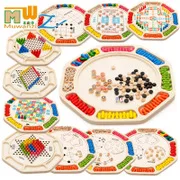 Детская игрушка пять в одном шашки Развивающие деревянные игрушки