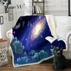 2019 двухслойный толстый плед одеяло для дивана хлопок флис 3d печать Звезда земля серия универсальное покрывало