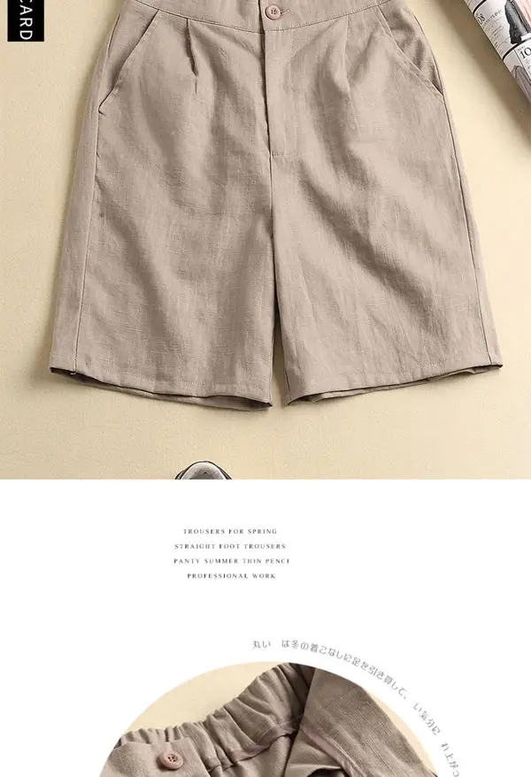 trendy plus size clothing board shorts cotton and linen female large size 2021 summer new Korean version of thin section high waist casual wide-leg shorts online clothes shopping