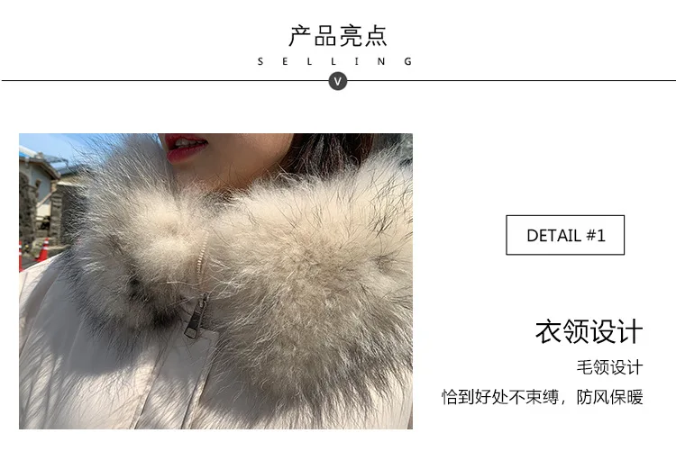 Winter jacket women Korean Version Mid-long Three-dimensional Pocket Large Hair Collar Down Cotton Clothes