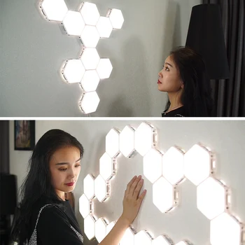 

LED Wall Light DIY Wall Lamp Ambient Lighting Touching Control Wall Sconces Lighting Creative Hexagonal Modular Lamp Home Decor