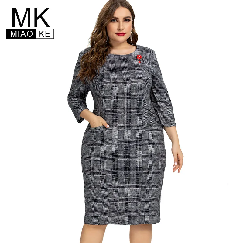 2020 летнее женское платье в клетку размера плюс модные женские элегантные Клубные