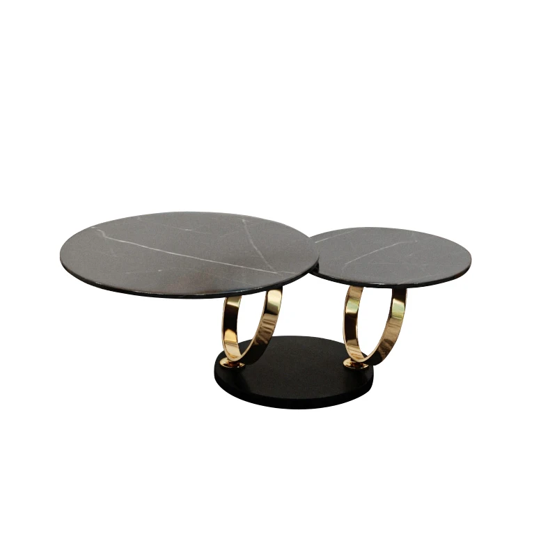

TT Modern Light Luxury Size round Coffee Table Combination Italian Minimalist Stone Plate Rotating Coffee Table Function Small