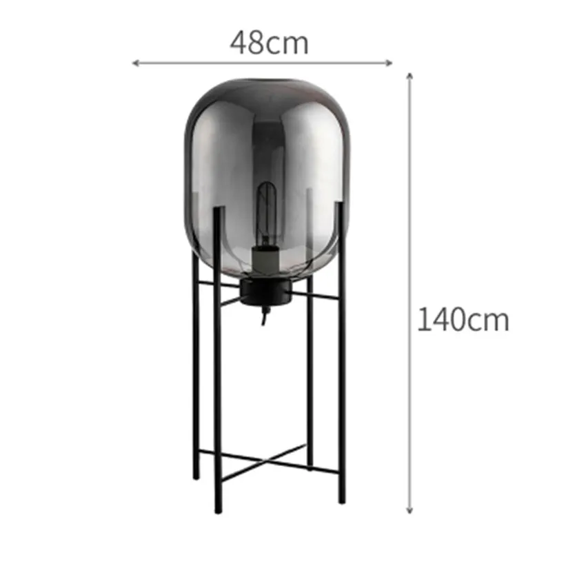 L Smoke Grey Modern Glass LED Floor Light Vloerlamp Standing Lamp Standing Lights Living Room Bedroom Restaurant Floor Lamps Kitchen Fixtures - Lampshade Color: L Smoke Grey