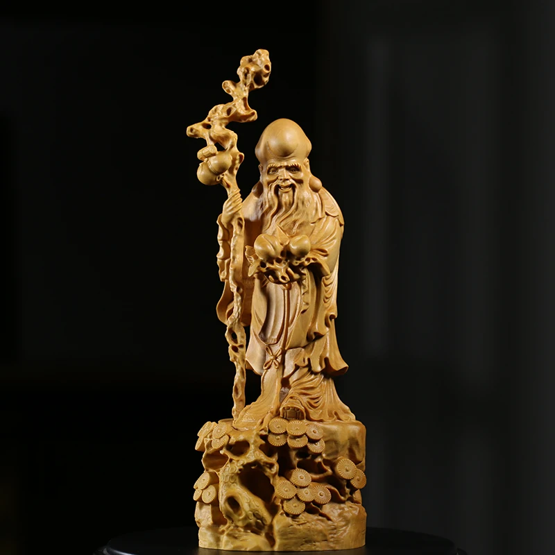 

The God of Longevity Male Carving Handicraft Chinese Style Solid Wood Birthday Greetings Birthday Gifts Shouxing Furnishing