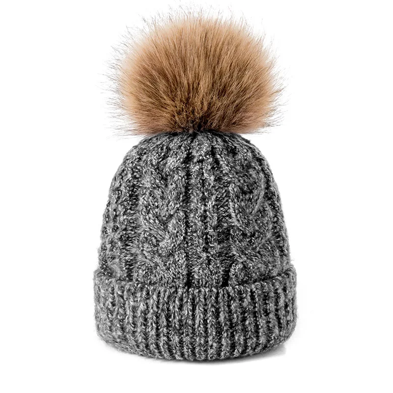 New Women's Hat For Women Winter Warm Knit Solid Color Wool Cap Warm Women's Skullies Beanies Hat Knitted Hats Casual Cap - Цвет: g