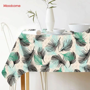 

Nordic European Feather Art Home Decorative Dinner Table Cover Waterproof Rectangle Square Mild Luxury Style Linen Tablecloth
