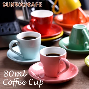 

80ml high-grade ceramic coffee cups Coffee cup set Simple European style Mug Cappuccino flower cups Latte