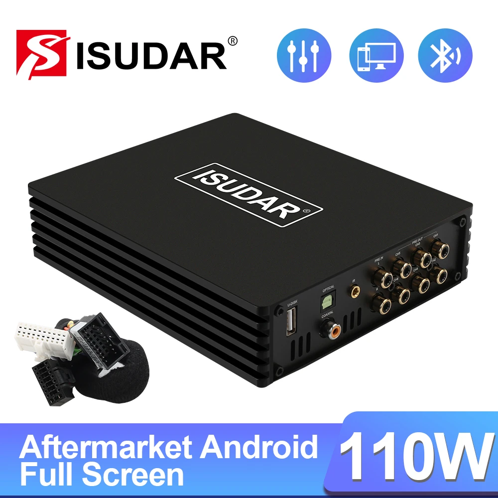 ISUDAR Amplificador de Radio para coche, sistema de Audio con Bluetooth, procesador de sonido Pantalla Completa Android, DSP, altavoces de 4 canales|Amplificadores estéreo| AliExpress