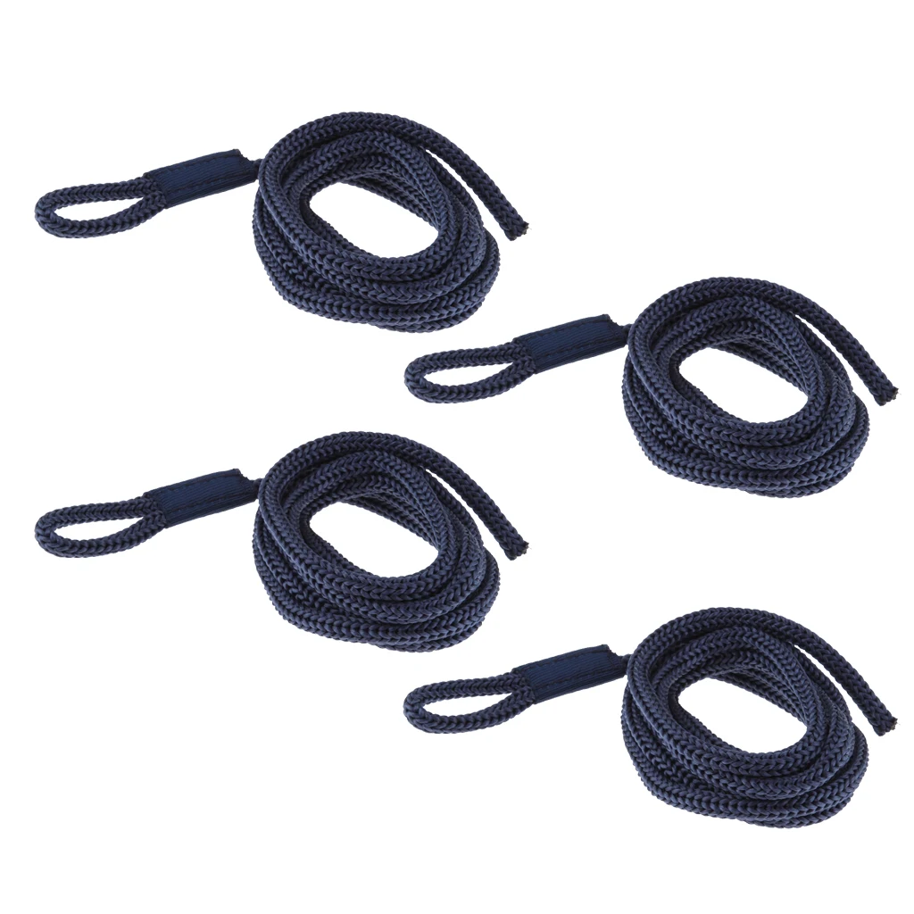4 Pieces 1/4 inch 5 Feet Braided Nylon Dock Lines Bumper Rope for Marine Kayaks Boats Pontoon Canoe (Blue)