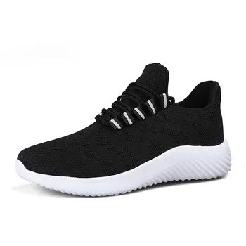 

Women's shoes students fly to weave breathable running shoes shock absorption super light couple casual sports shoes