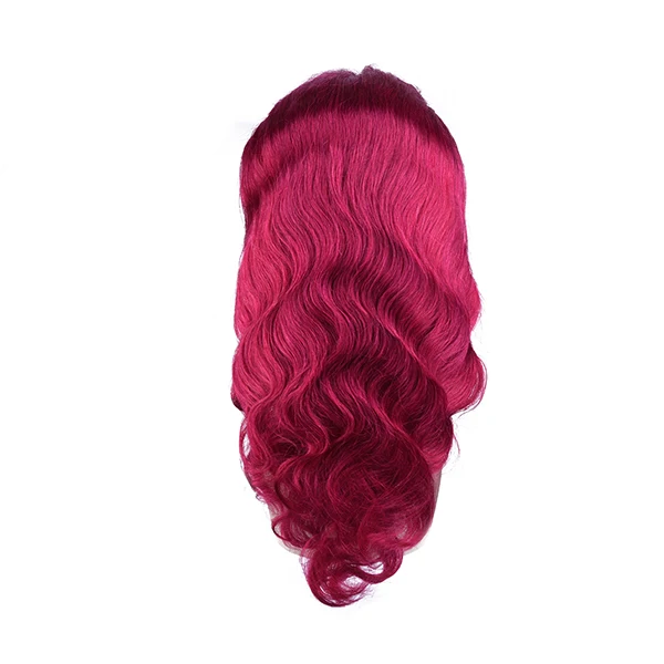 HairUGo 4*4 парик из человеческих волос для женщин Красный 99j парик из бразильских волос Remy с волнистой частью для волос младенца - Цвет волос: BUG