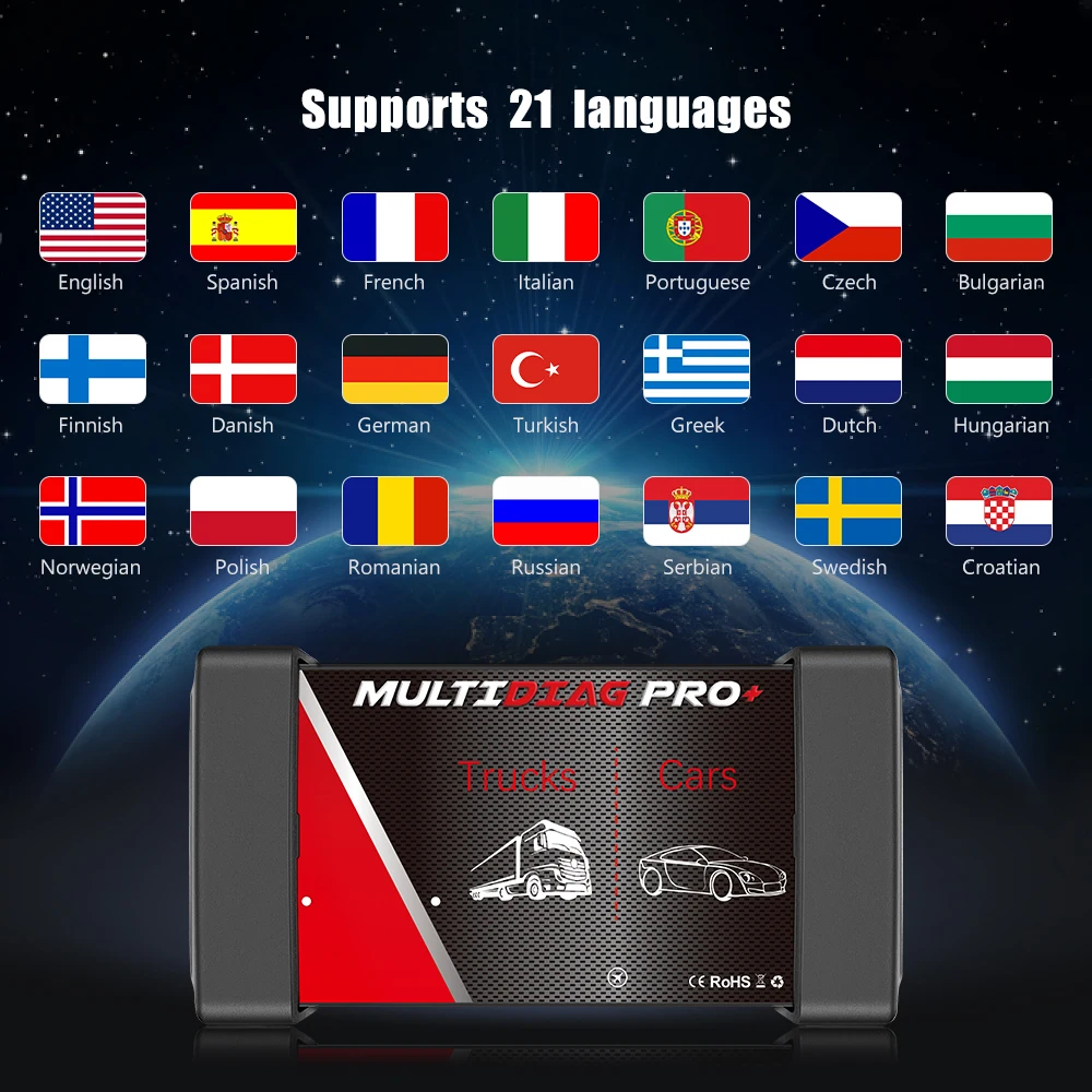 New V2021.11 Multidiag Pro Bluetooth OBD2 Scanner TCS PRO VCI V3.0 2PCB NEC Relay Real 9241A Car Truck Diagnostic Tool 3