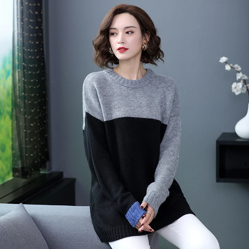 

Oversized Plus Size Big Size Autumn Winter Women Pullovers O-Neck Long Sleeve Ladies Sweater Female