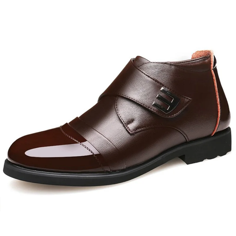 Зимняя обувь Для мужчин ботинки «Челси» из натуральной кожи; Теплая обувь мужские полусапоги Модная брендовая из воловьей кожи, для мужчин обувь KA1849