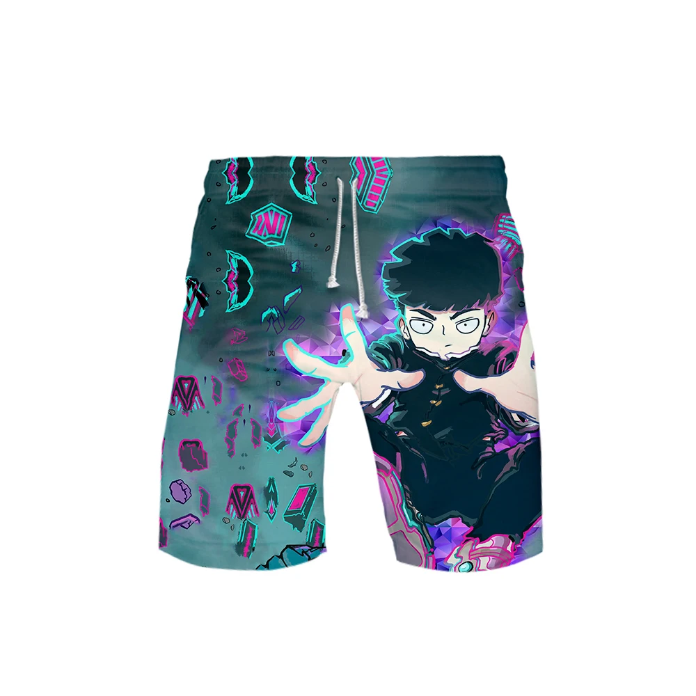 Mob Psycho»(«милый чудак» 100 пляжные шорты для будущих мам пляжное летнее Для мужчин 3D аниме принтом Спортивные шорты для серфинга купальный костюм с мультипликационным рисунком, детский Mobu Сайко Hyaku короткие штаны