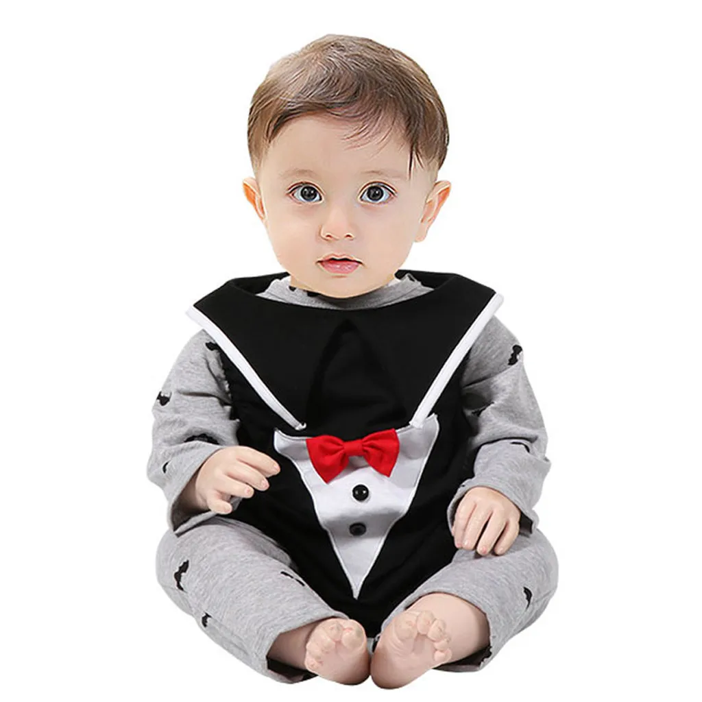 

Newborn Baby Girl Boy Halloween Show Costume Baby Vampire One Piece Hat Gentleman Climbing Jumpsuit Baby Clothing