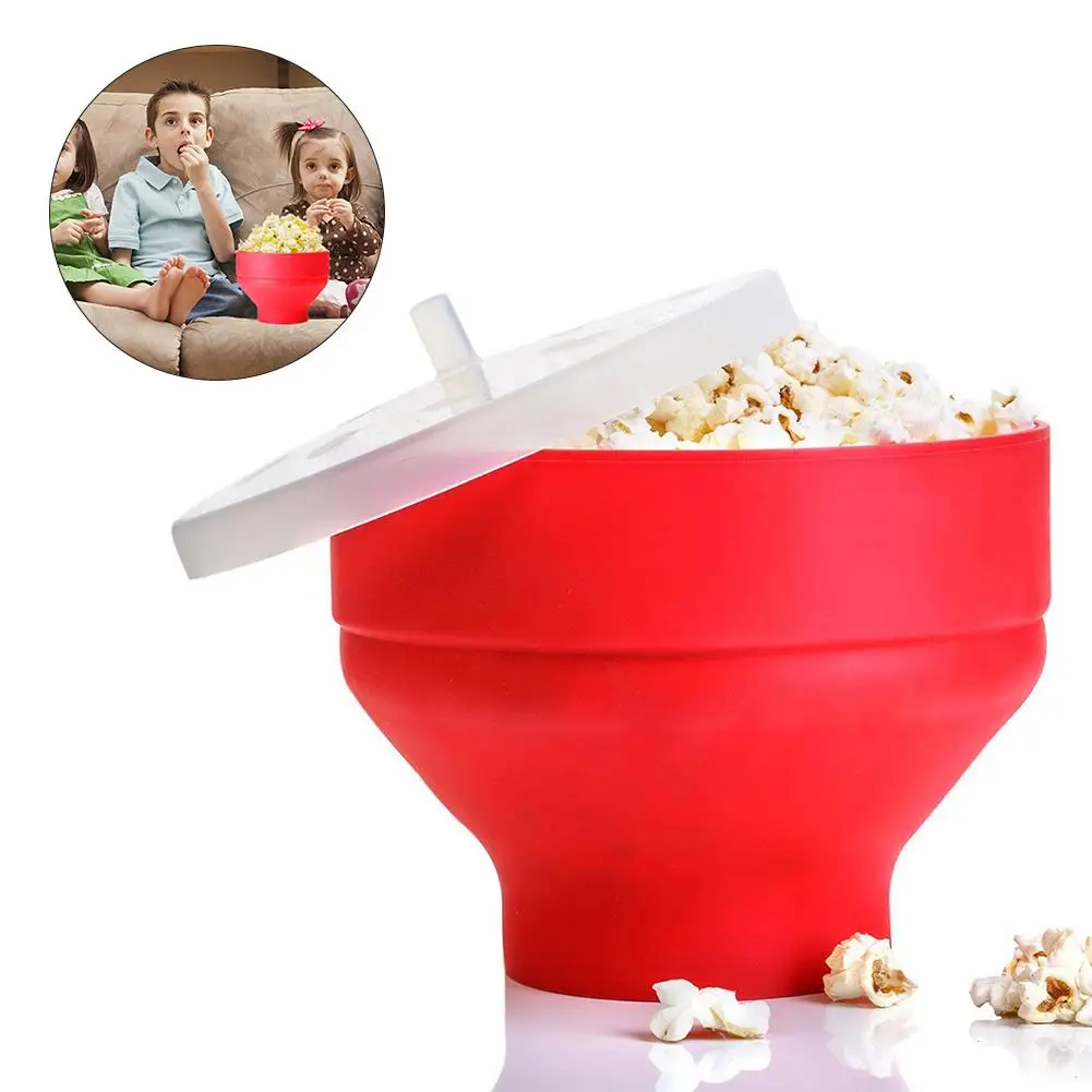 

Microwave Popcorn Popper Silicone Popcorn Maker Collapsible Bowl with Lid