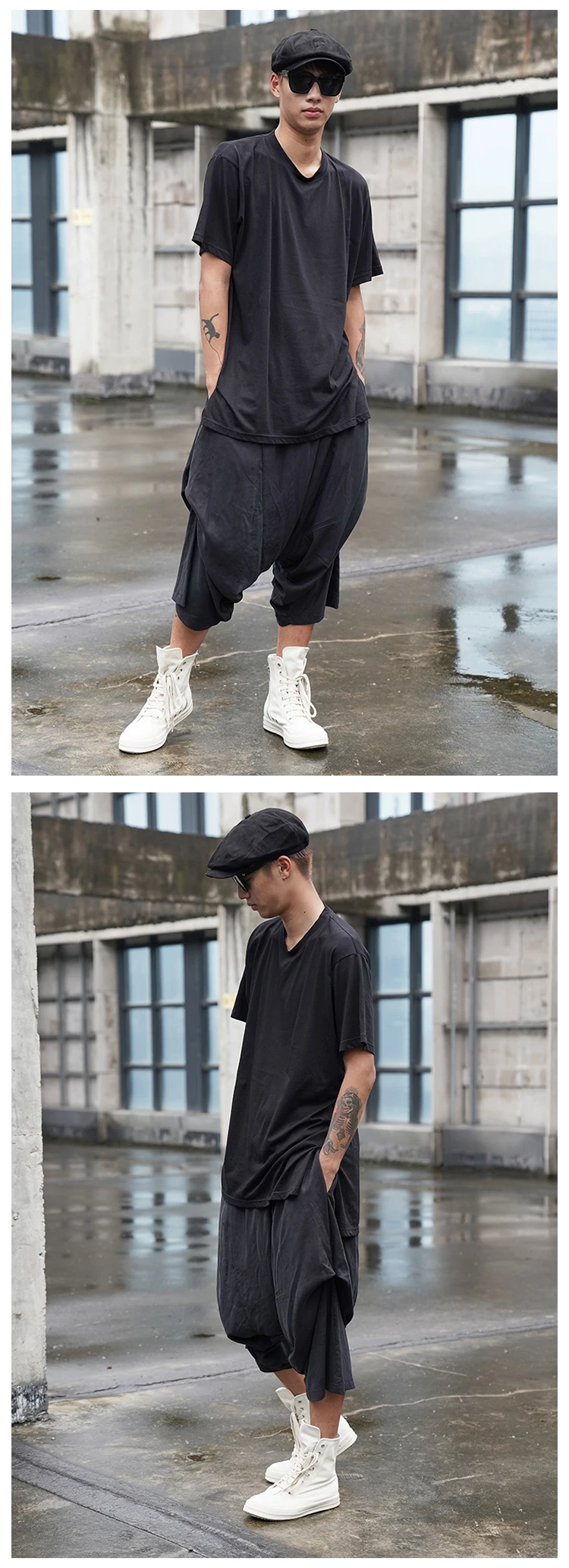 aladdin pants Men's dark new hairstylist personality out of gear pants hip-hop street casual loose - fitting Harlem pants cotton harem pants