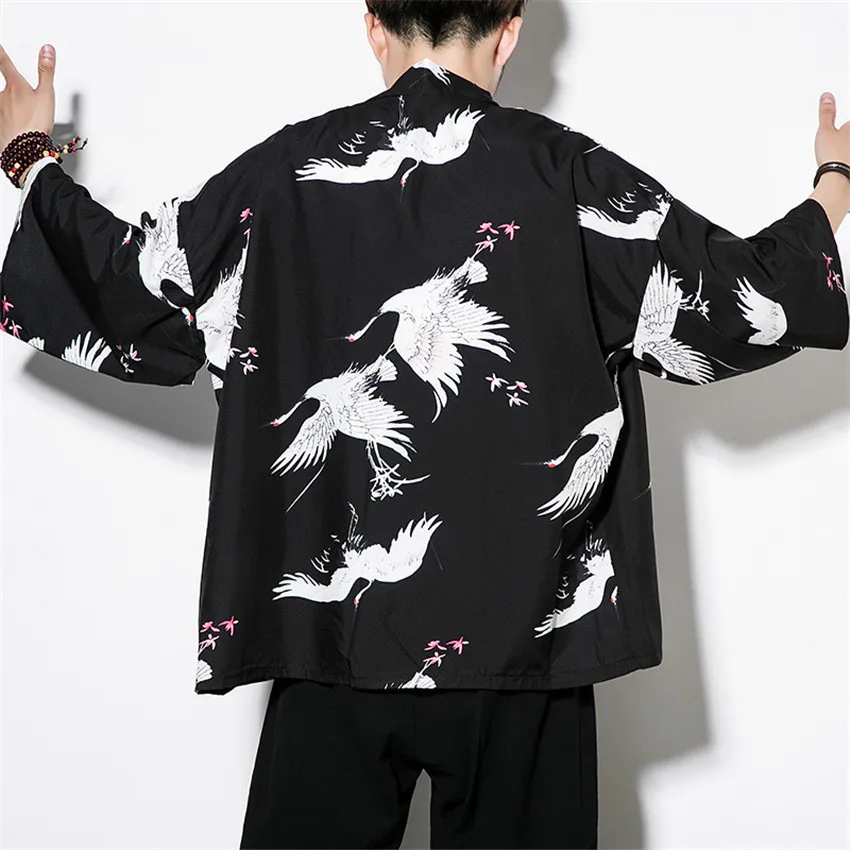 6 цветов традиционное японское кимоно пальто для мужчин хлопок Haori Yukata человек модный принт летний солнцезащитный крем рубашка кардиган