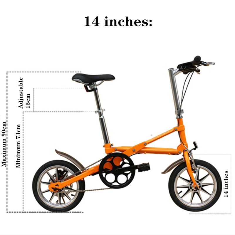 Foldable bicycle 14 16 Inches Easy folding portable Disc brake Single Variable speed Mini Small bike Lightweight Travel Fahrrad