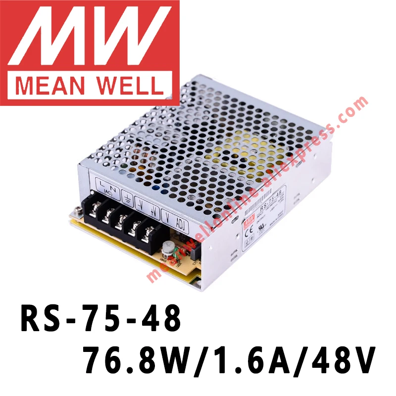 RS-75-48 Mean Well 76 8 Вт/А/48 В постоянного тока единичный выходной импульсный источник