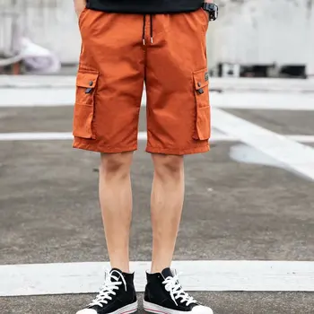 

Summer Casual Cargo Shorts Men Cotton Pockets Streetwear Mens Shorts Knee Length Short Pants 5XL
