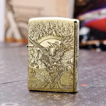 

100% Original Brand New ZP Lighter brass carving Phoenix oil Lighter with logo box for Cigarette cigar