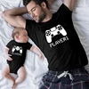 1pc Player 1 Player 2 Funny Father Son Look Tshirt Summer Short Sleeve T-Shirt For Daddy Baby Bodysuit Family Matching Clothes 1