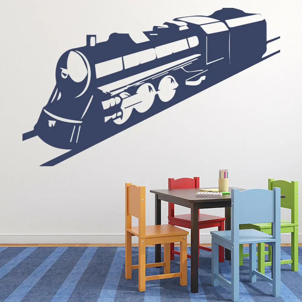 cheap Railway Train Wall Sticker Transport Car Wallpaper Vinyl Window Decals Kids Bedroom Nursery Interior Decoration Creative Q086