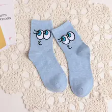 5 пар, женские хлопковые гольфы в стиле Харадзюку, большие глаза, с принтом, чулочно-носочные изделия 95AB