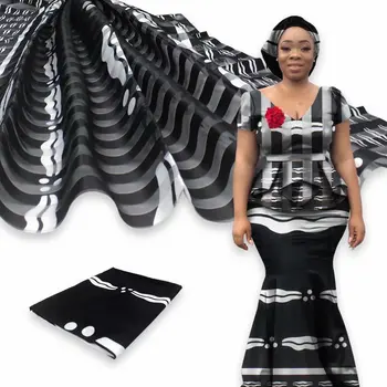 

soft Silk Satin Fabric 4.5*1.48m Ankara Wax Print Style Fashion New African Lace Material textile for Sewing