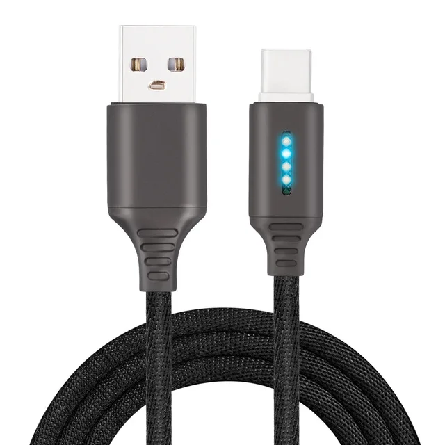 Smart Power Off Charging Cable For iPhone 11Pro Samsung S8 Auto Power-off Protection Cord With LED Micro USB Type C Charge Cable Fast charge 18w Chargers