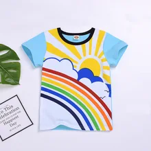 Детская футболка с короткими рукавами с радугой хлопковая одежда для малышей Летняя одежда для мальчиков г. стиль, корейский стиль, детская одежда a Generati