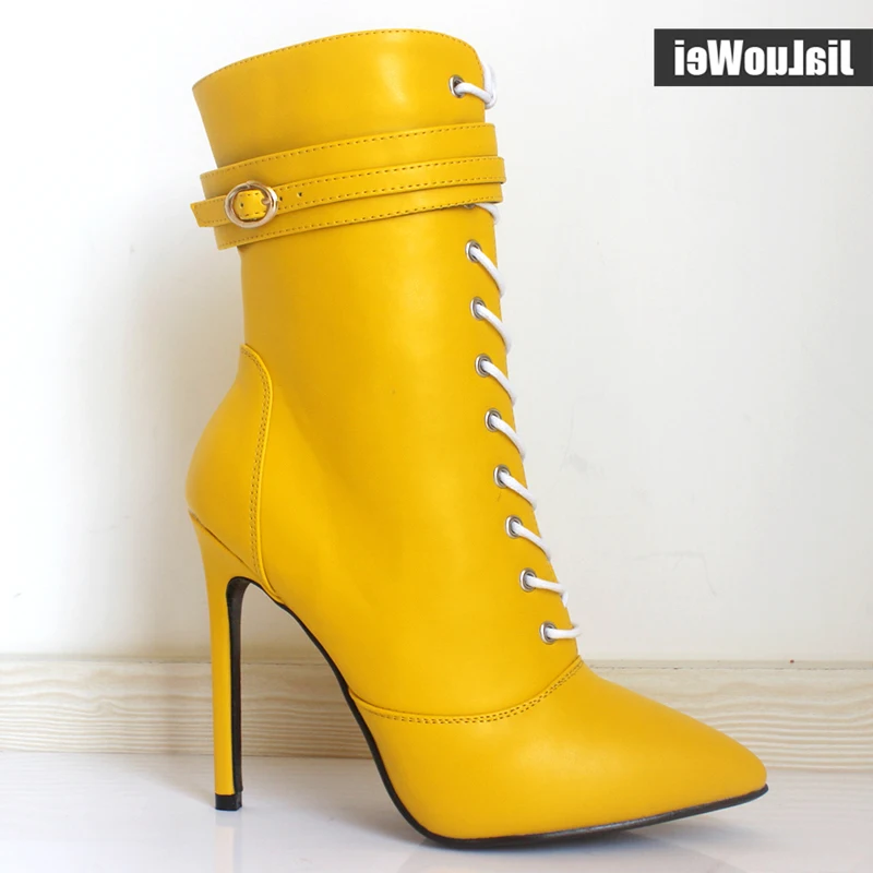 

Women Boots 12CM High Heels Sexy Fetish Pointed Toe Ankle Boots Ladies Shoes Botas Mujer Plus size